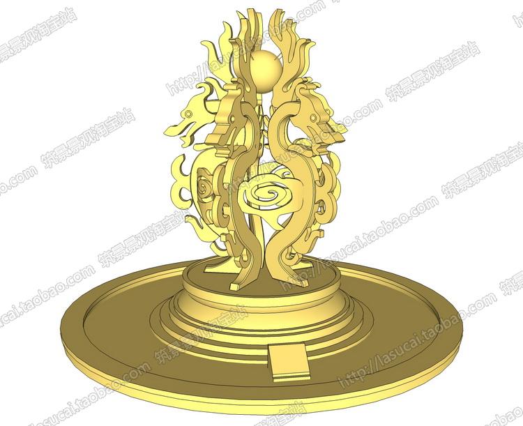 DB00883 SU组件Sketchup草图大师景观模型欧式中式现代异型雕...-6