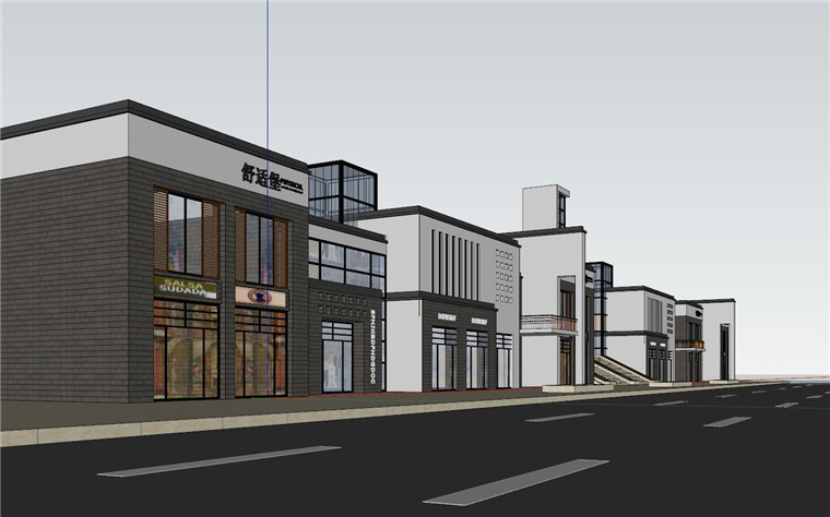 SU00164新中式商业街步行街SU模型创意建筑方案设计sketchup-2