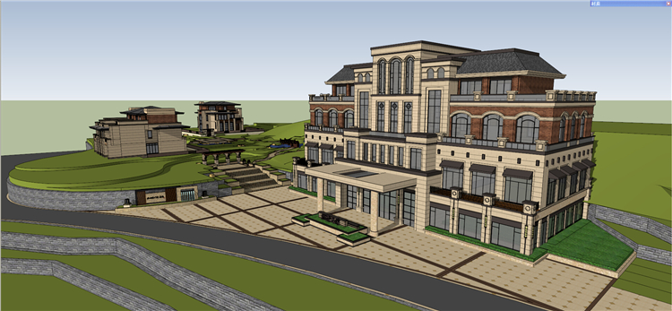 R131新古典古典住宅会所小办公建筑设计SU模型SketchUp草...-3