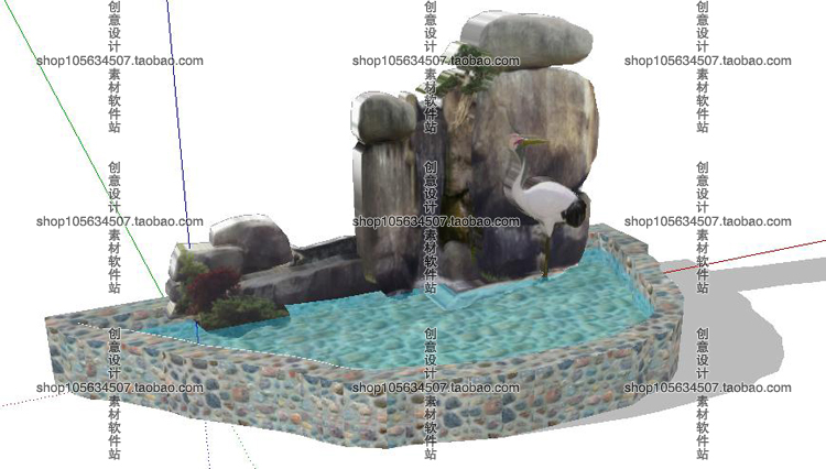 DB08075 SU园林假山石头水景模型组件景观小品设计素材-9