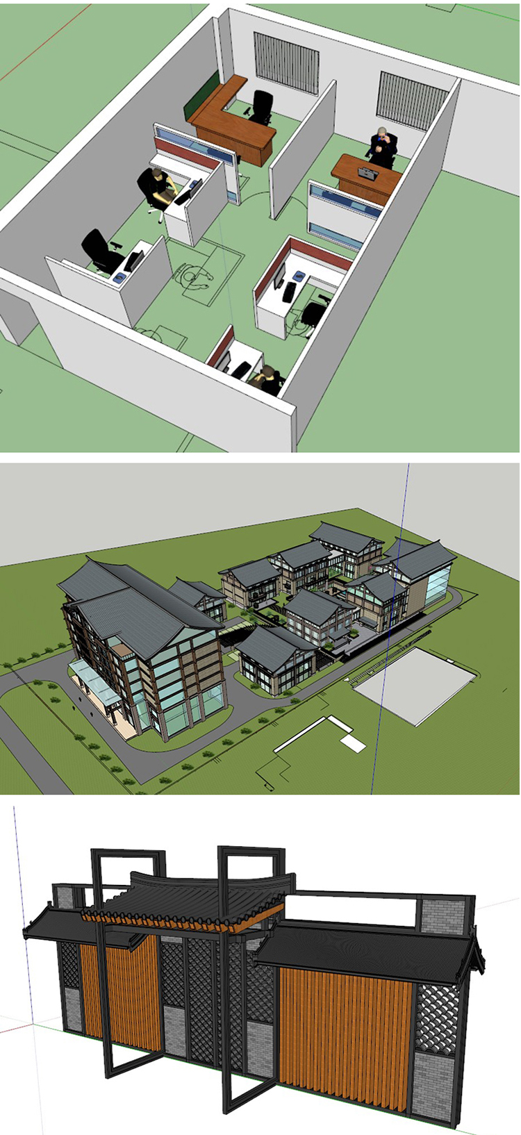 SJ032办公室会议室场景办公空间家具SU模型-16