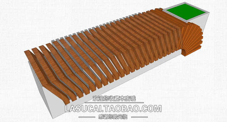 DB00964广场休闲长椅座椅su模型组件sketchup景观户外条椅坐凳...-8