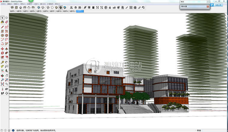 SU009 图书馆 sketchup模型 图书馆模型 图书馆SU模型67个 精美...-1