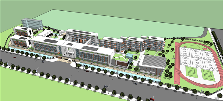 DB00504大学中学小学校园学校教学楼建筑设计SU模型SketchUp草...-6