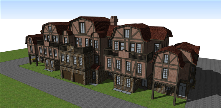 DB00508别墅居住区豪宅洋房小区单体建筑设计SU模型SketchUp草...-1