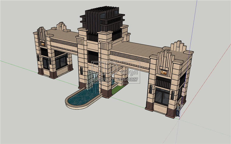 SU00250artdeco风格大门su模型精华门头参考-3