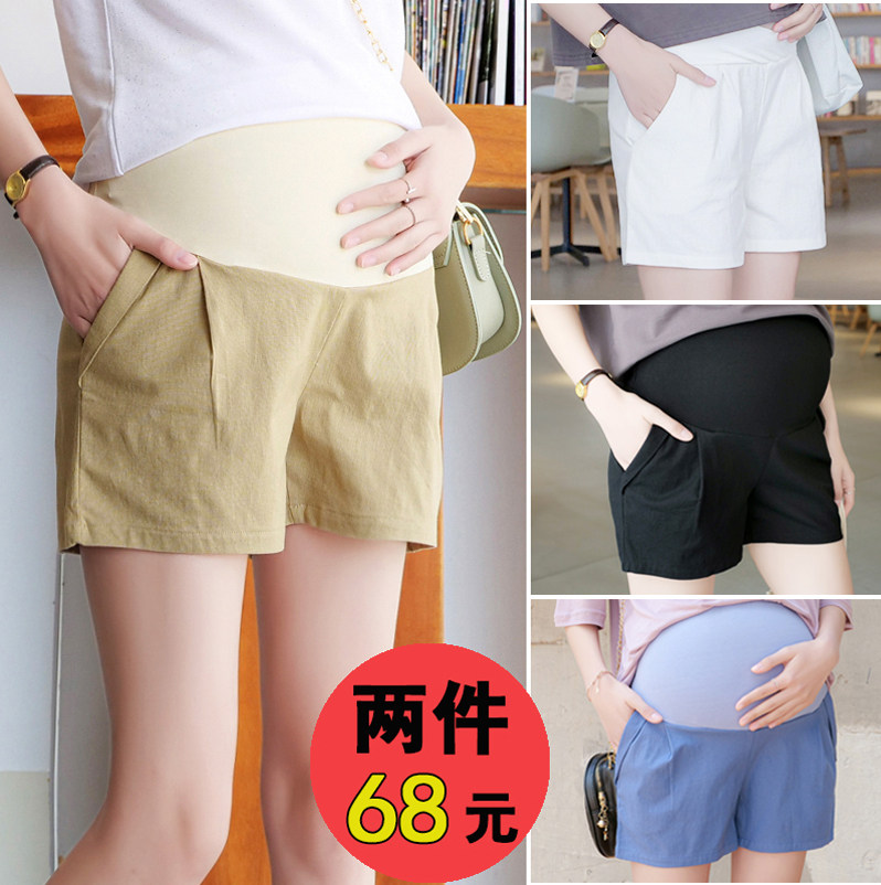 Pregnant Woman Shorts Summer Thin white summer outwear cotton linen pants Fashion Chauma Loose Broadleg Hot Pants Woman