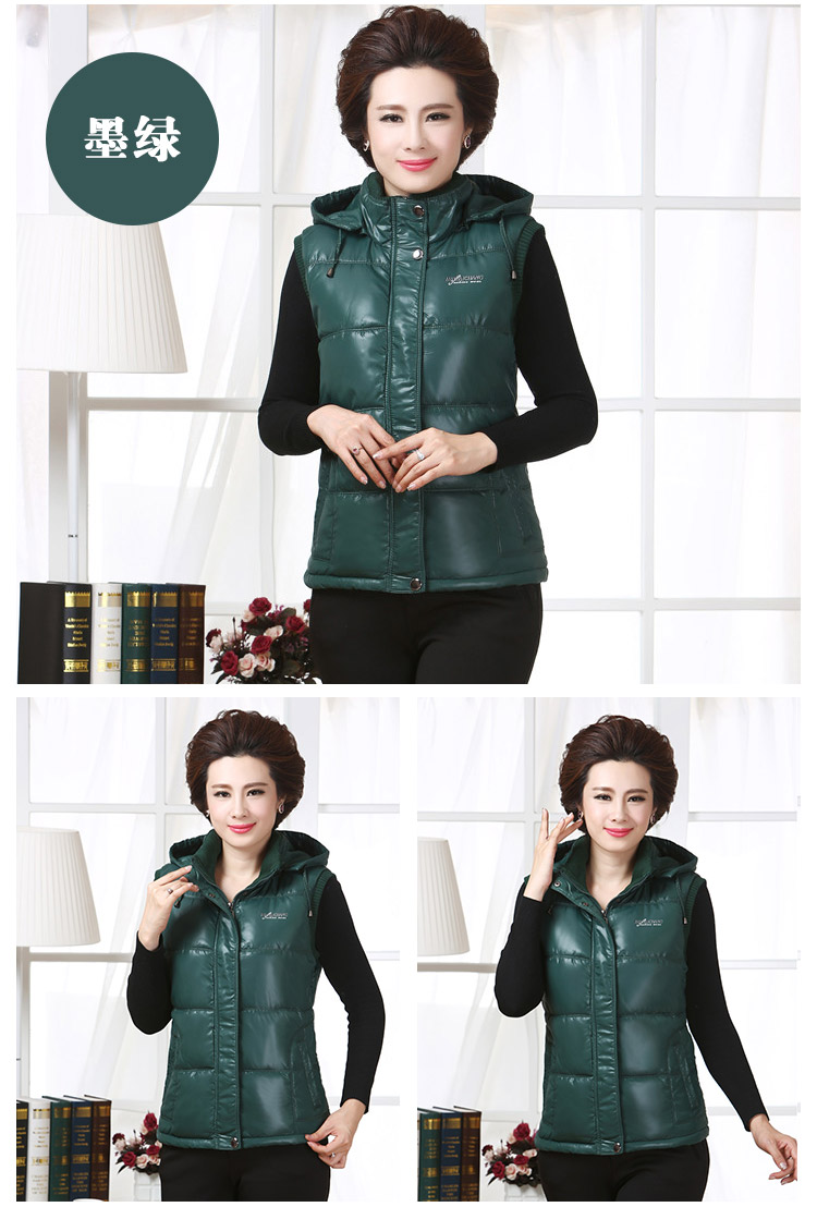 Áo vest cotton nữ mùa đông dày ngắn 40-50 tuổi trung niên thu đông mặc áo khoác bông độn áo khoác nữ form rộng