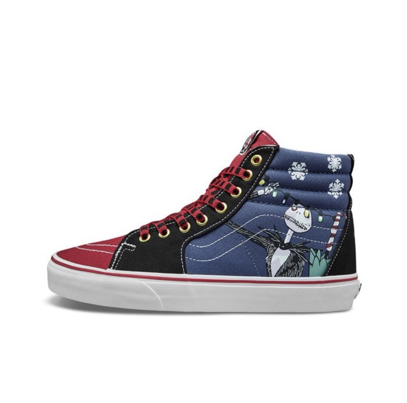 Vans Classic Sk8-Hi High-Top Christmas Red and Blue Men's and Women's Sports and Leisure Canvas Shoes Vans Classic Sk8-Hi High-Top Christmas Red and Blue Men's and Women's Sports and Leisure Canvas Shoes
