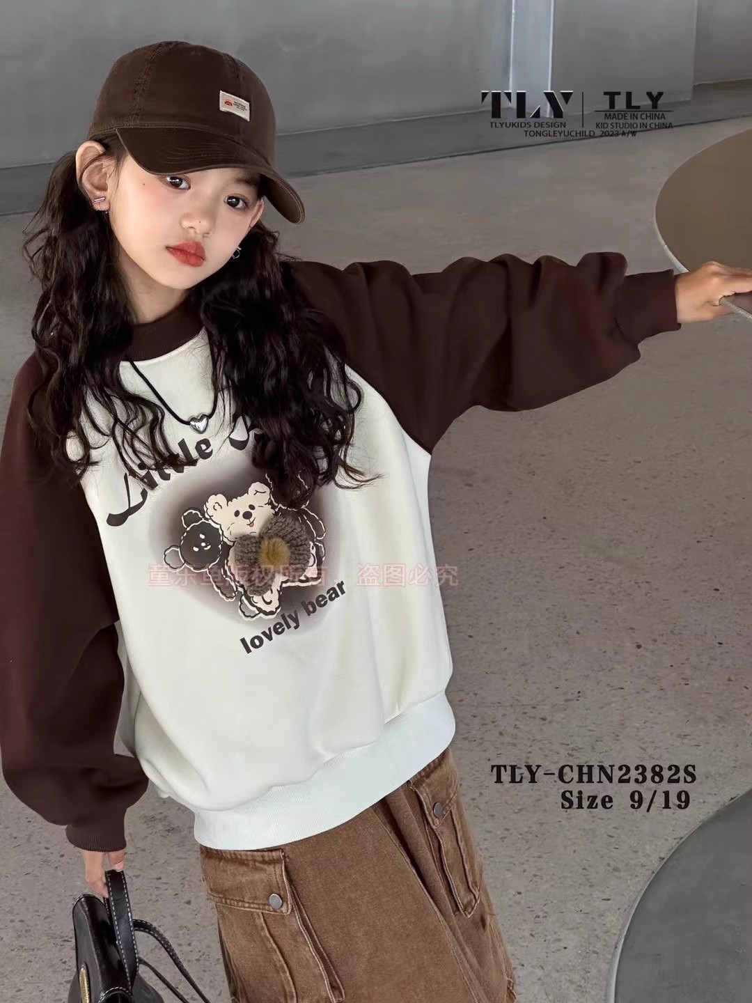 Children's Lefish 2023 winter new cute little bear butterfly knot gush clothing female baby with baby jacket 2382-Taobao