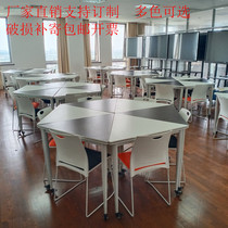 Simple hexagon training table and chair combination school group activity counseling table multi-function meeting discussion table