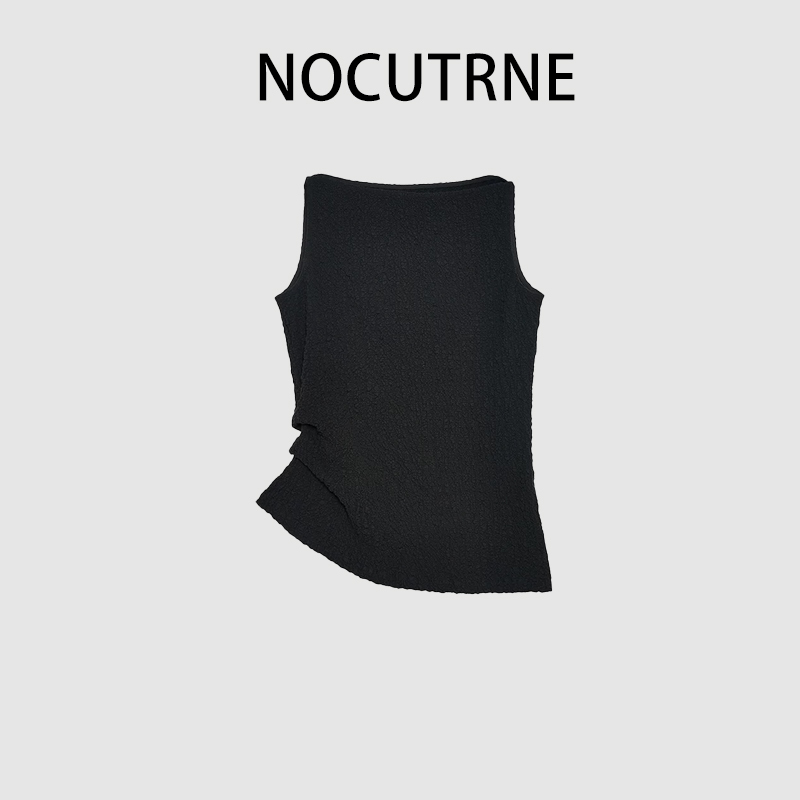 Stylish Candy Black Bubble Vest for Women, 2026 Summer New Fashion Trendy Ruched Elegant Vest Top