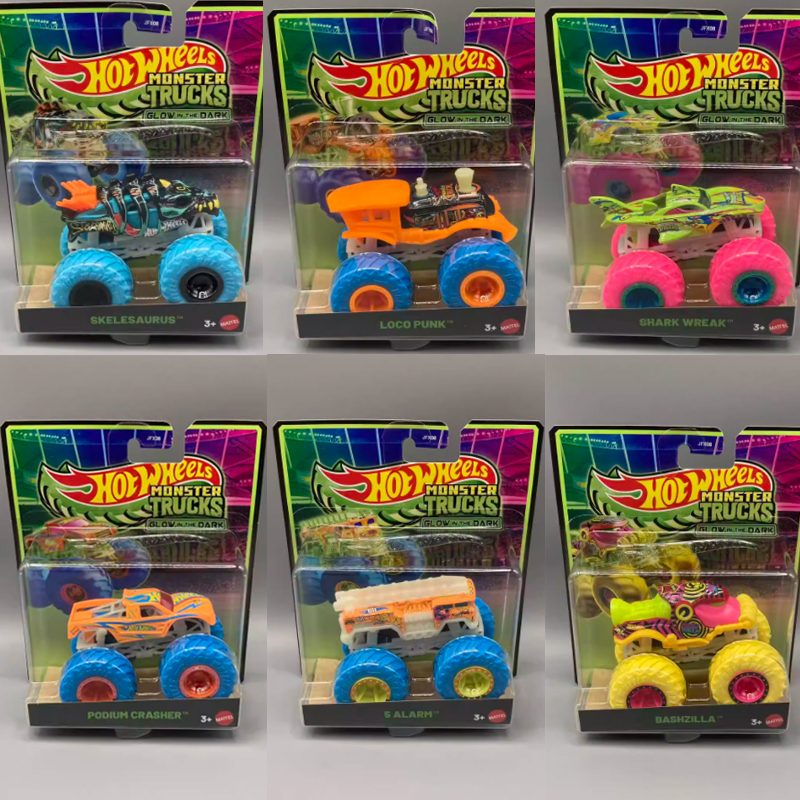 New Hot Wheels Wild Bigfoot Night Light Series Jfx08 Monster Orca Shark Truck Children's Alloy Toy