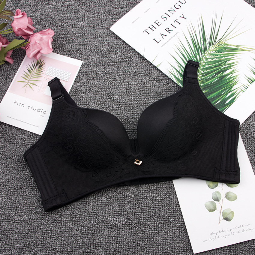 Authentic Glossy Dày Không có Vòng thép Có thể điều chỉnh Bướm B Cup Bra 70B-85B lộ quần lót
