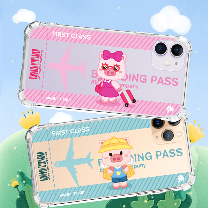 PINKLULU Pig Xiaolu iPhone11 transparent mobile phone protective case XS cute PRO Apple MAX anti-fall all-inclusive soft cover