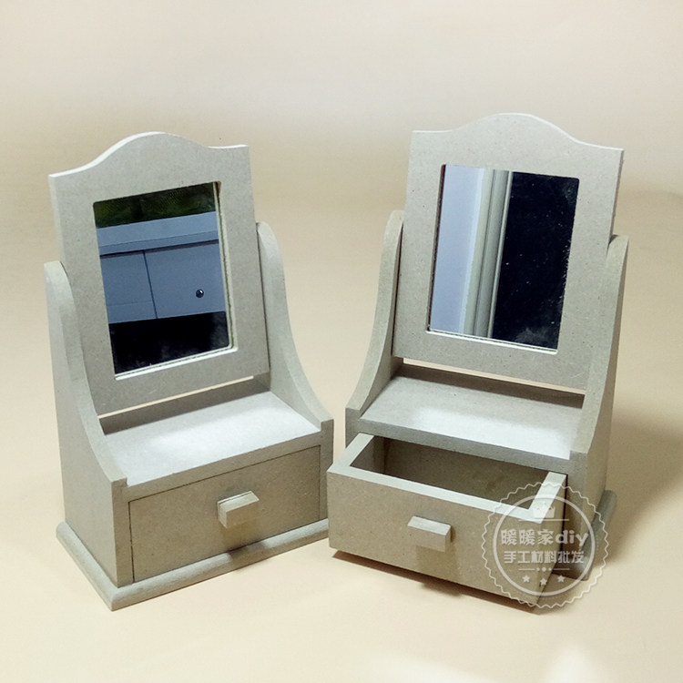 Children DIY handmade wooden mirror jewelry box pearl mud snowflake mud clay color mud wooden small mirror mold