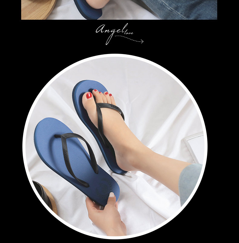 Mùa hè mới flip flops ladies phẳng dép chống trượt và dép đi trong nhà Châu Âu và Mỹ đơn giản màu rắn bãi biển cao su giày flip flops