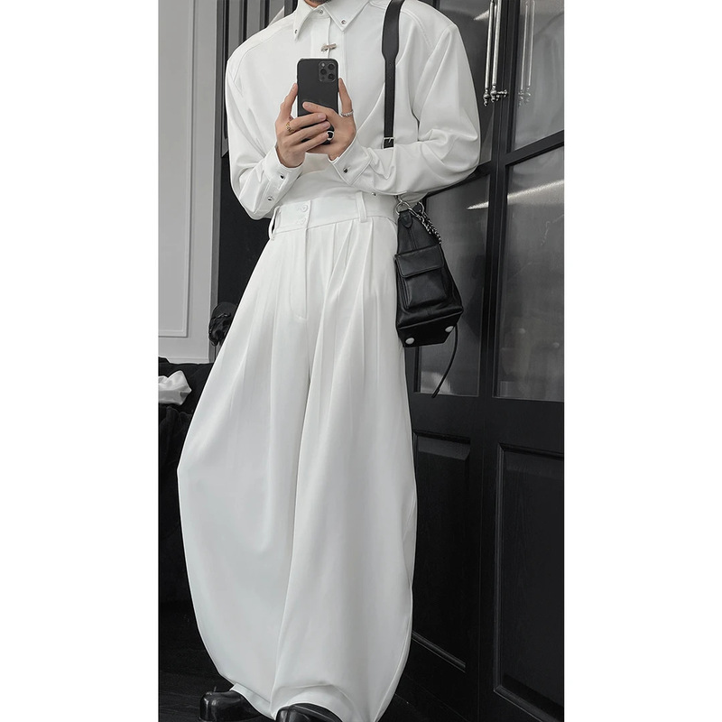 Spring New Fashion Designer Style High-End Simple Shirt Set Casual Loose High-Quality Shirt and Pants