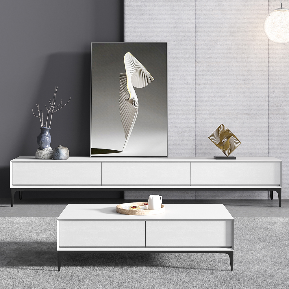 Italian minimalist coffee table TV cabinet combination Nordic modern light luxury simple small living room TV rack