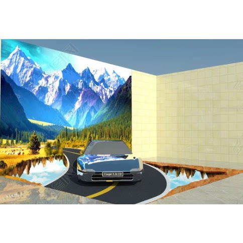 3D three-dimensional paste 4S shop floor decoration floor leather commercial auto show floor paste wear-resistant floor painting