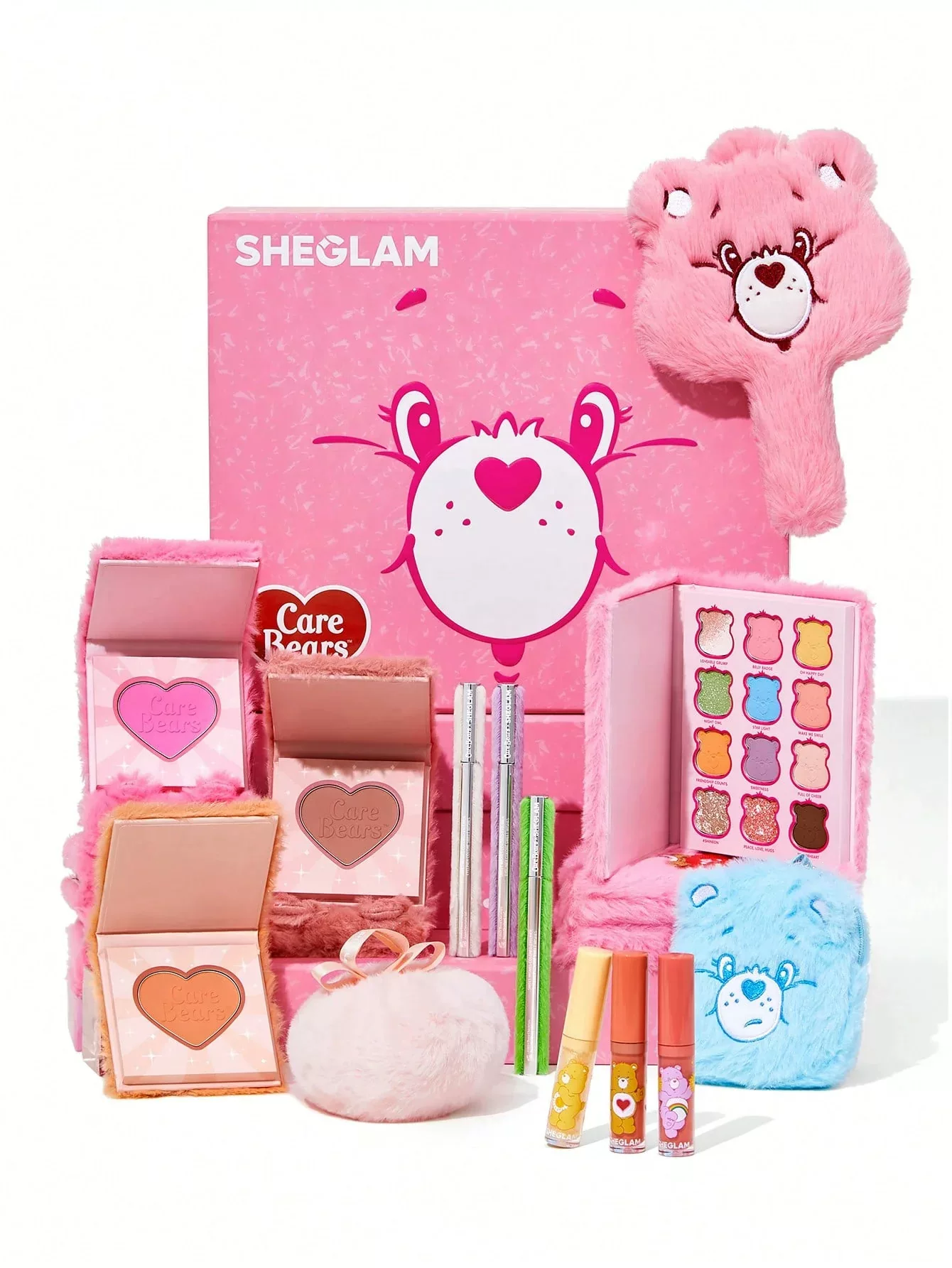 «Готовый запас» Палетка теней для век и глосс для губ Sheglam Care Bears Joint Eyeshadow Palette Lip Glaze Set Blush