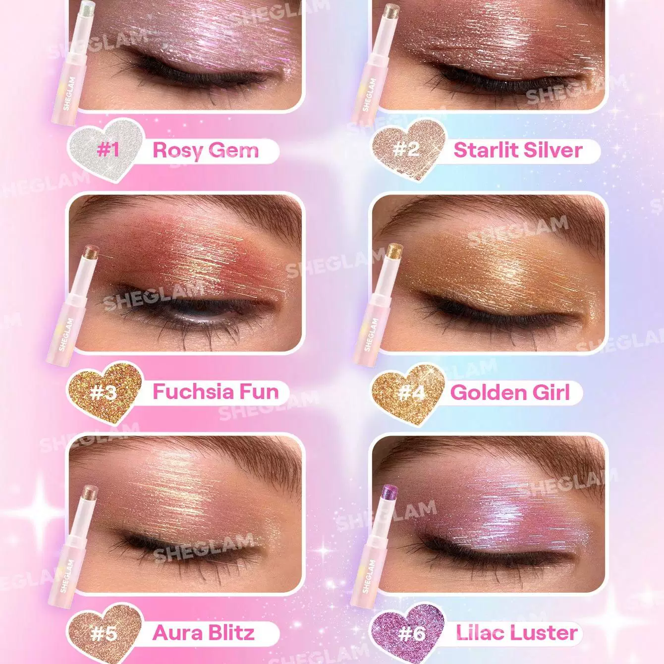 «Какое-то пятнышко» тени для глаз Sheglam Jelly Eyeshadow Rosy Gem/Lilac Luster