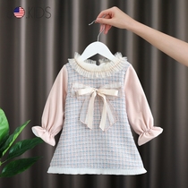 Special cabinet JO girl dress with dress new autumn and winter dress baby with small fragrant wind splicing skirt baby princess dress