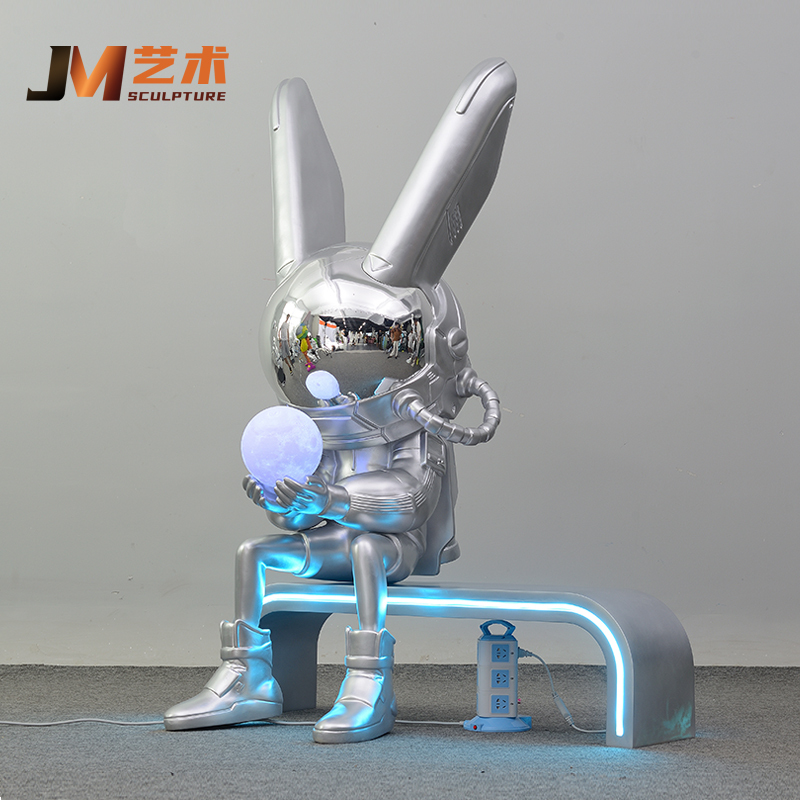 Cartoon Trendy Brand Internet-Famous Moonlight Big Rabbit Figurine Sculpture Hotel Clubhouse Ktv Floor-Standing Large Ornament Decoration
