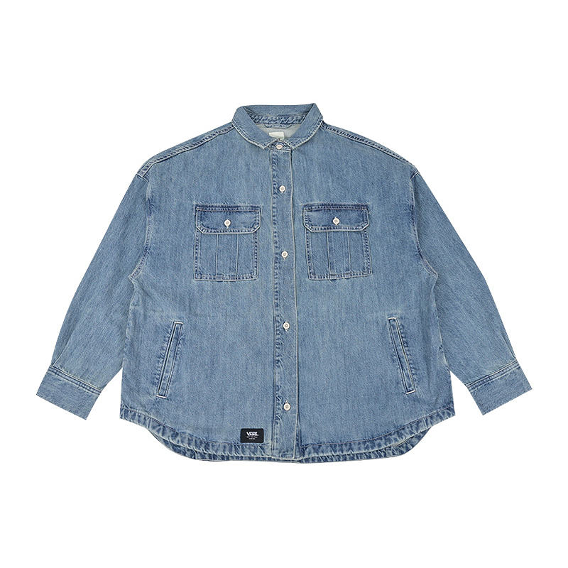 Vans New Women's Fashionable and Versatile Denim Jacket Sports Casual Long-Sleeved Shirt Vn000Qp3Fai