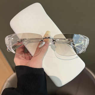 Retro Frameless Y2K Mercury-Colored Sunglasses for Women 2025 New Style Popular Street Style Sunglasses with Concave Shape and Uv Protection