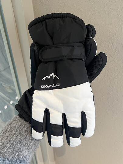 Men's winter ski gloves, thickened with velvet, warm, windproof, coldproof, waterproof, outdoor riding, motorcycle, touch screen, five fingers