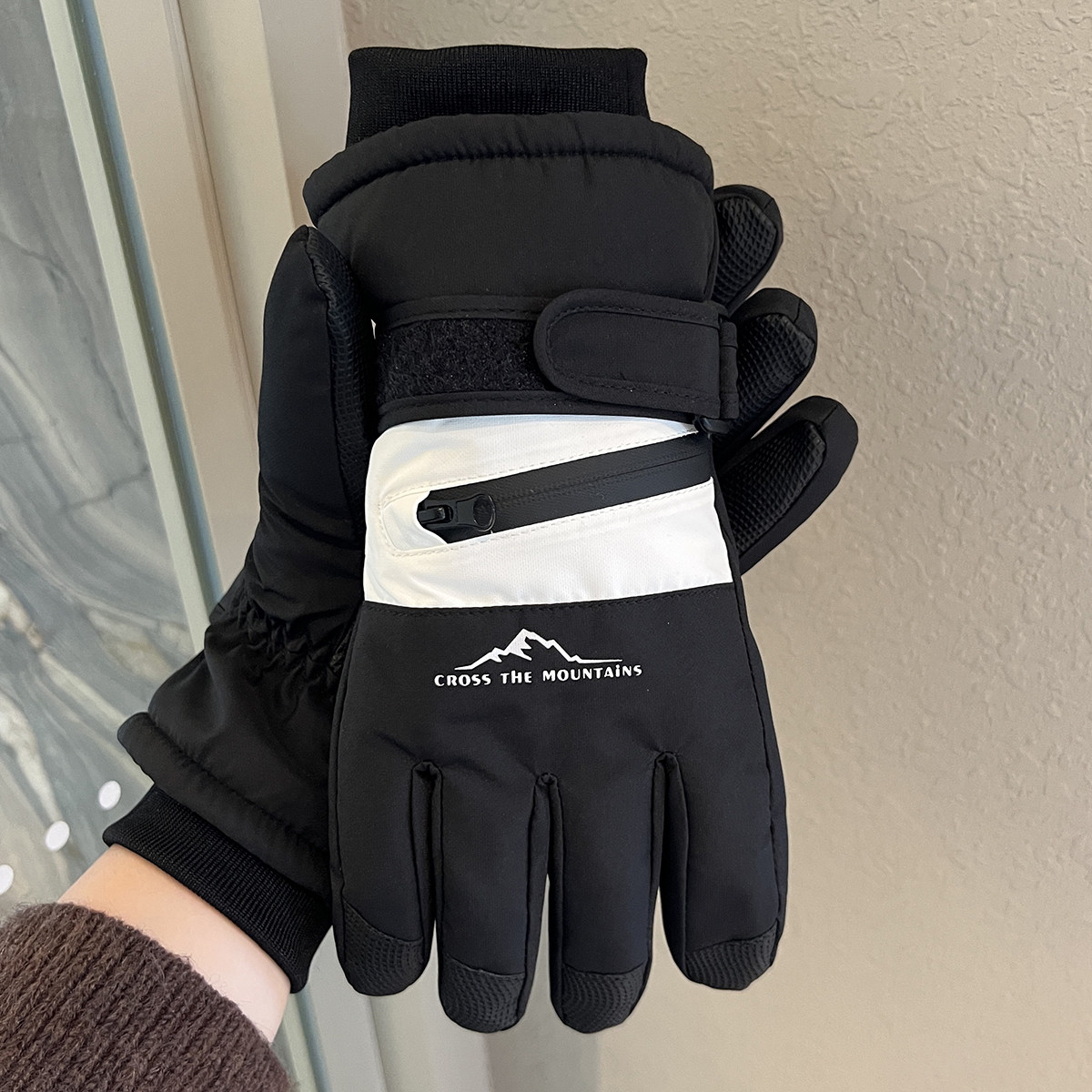 Men's Winter Ski Gloves, Warm, Fleece-Lined, Thickened, Windproof, Cold-Proof, Outdoor Cycling Motorcycle Gloves, Touchscreen-Compatible, Women's Gloves