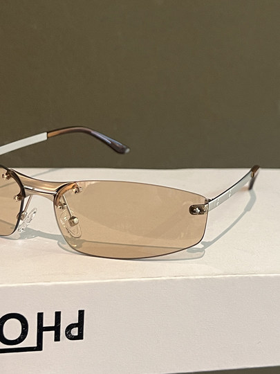 Retro y2k Sweet Cool Hot Girl Frameless Sunglasses 2025 New Men and Women Photo Concave Shape Sunglasses Anti-UV