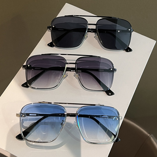 2023 new transparent blue sunglasses for men, anti-UV glare sunglasses for driving, versatile travel trend