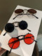 Retro round metal frame sunglasses for men and women, personalized double-layer flip sunglasses, funny concave shape, trendy photo glasses