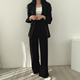 Korean chic spring casual lapel two-button suit jacket + high waist drape wide-leg trousers and trousers