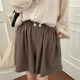 Korean chic summer gentle round neck thin Tencel sunscreen shirt + high waist loose wide leg casual shorts women