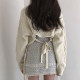 Korean chic autumn and winter retro hemp pattern back strap knitted sweater + high waist fringed woolen skirt women