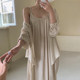 Korean chic French retro pleated collarbone double strap dress + irregular design shawl jacket women