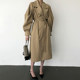 Korean chic spring temperament retro British style loose waist over the knee mid-length suit collar trench coat women