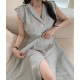 Retro celebrity style suit dress women's summer niche temperament tie waist slim waist vest long skirt