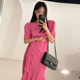 Korean chic French elegant design sense niche strap waist slimming knee long fishtail dress women