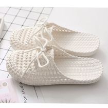 Womens baotou hollow breathable sandals non-slip casual beach shoes summer flat plastic home soft-soled slippers