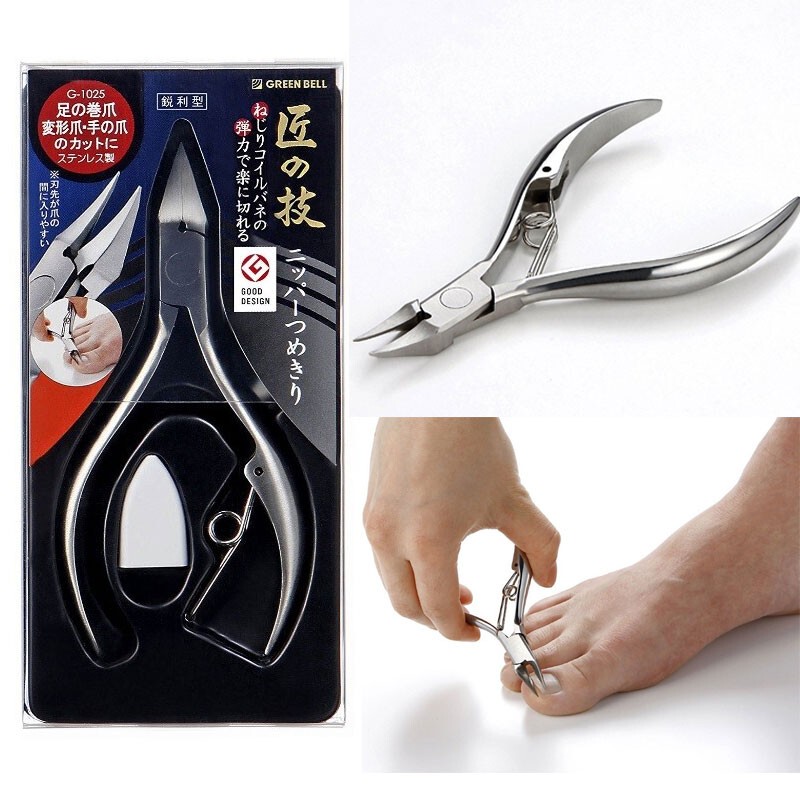 Japanese Green Bell Master Craftsmanship Eagle-Beak Stainless Steel Nail Clippers Scissors for Ingrown Toenails and Hard Nail Inflammation Pedicure Tool