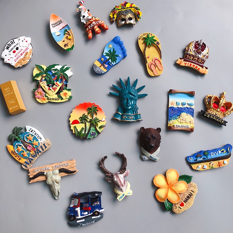 Foreign Trade Creative Solid Fridge Sticker Decoration Strong Magnetic Beach Thai Danish American Tourist Souvenir Gifts Gift