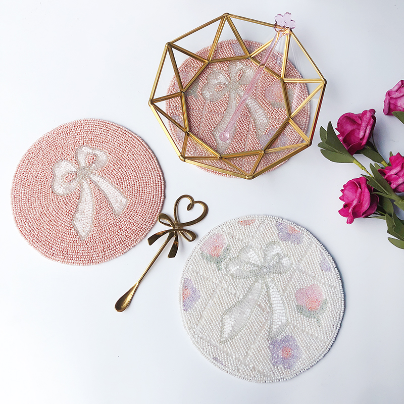 Foreign Trade Heavy Labor Export Japan Handmade String Beads Dining Mat Round Home Insulation Mat Small Fresh Anti Burn Mat