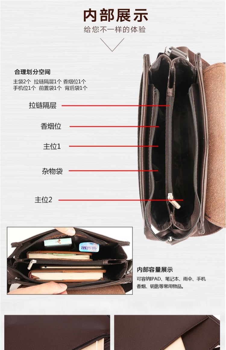 Thương hiệu Kangaroo Túi đeo vai nam Túi kinh doanh Túi xách thông thường Cặp xách công suất lớn Ba lô Túi mới balo juno