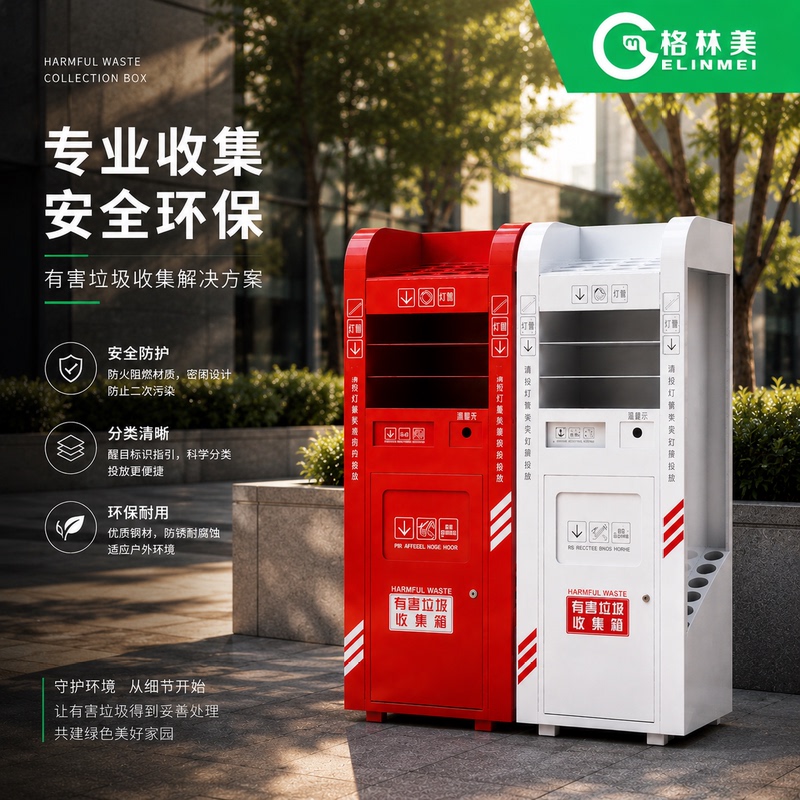 Property Trash Can, Fruit Peel Bin, Public Area Outdoor Trash Bin, Lighted Bin, Red Hazardous Waste Collection Bin