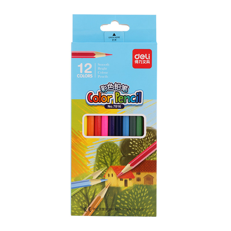 Children stationery Deli office supplies 12 color set color pencil student stationery 7016 painting pen