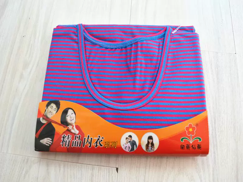 Quần tất nữ cổ tròn mùa thu lỏng hàng đầu đơn mảnh Lycra cotton sọc trung niên cộng với phân bón XL đồ lót nhiệt